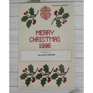 Designs By Gloria And Pat Merry Christmas 1996 Cross Stitch Santa, Deer, Bell